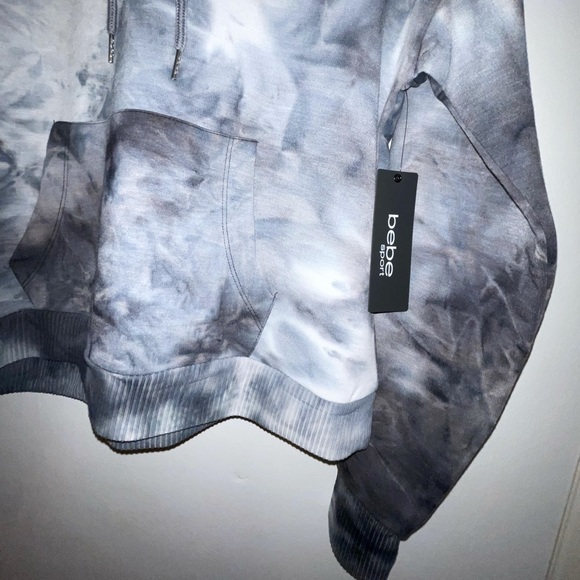 ✨HP✨ NWT “BEBE SPORT” SOFT BLACK & GREY TIE-DYE PULLOVER HOODIE, LADIES MEDIUM - Picture 7 of 7